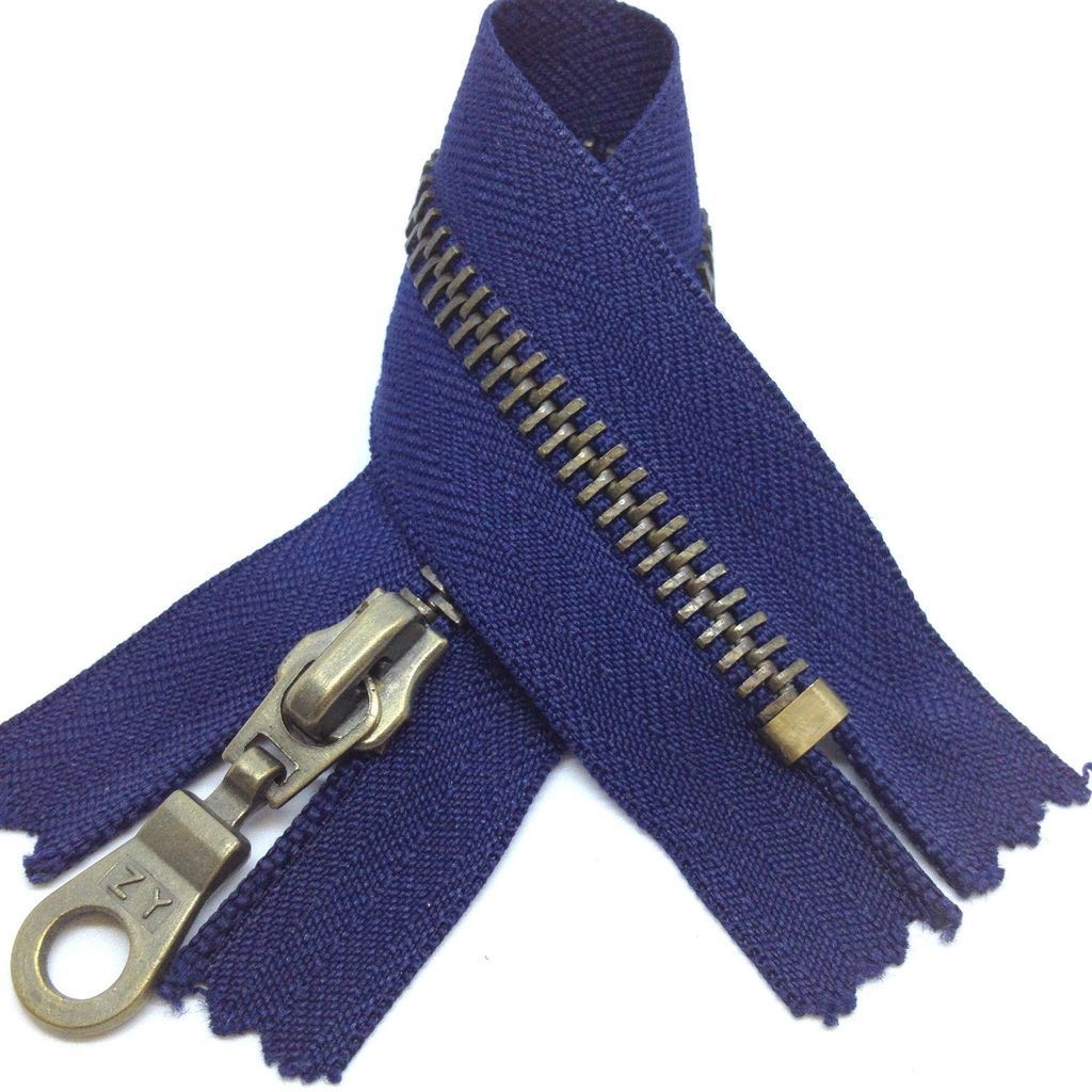 Antique Brass Closed End No5 Metal Zip Heavy Duty Zipper, Black